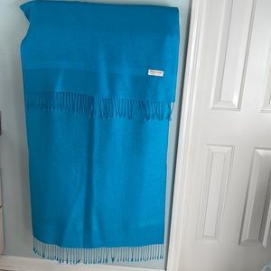 Silk Blend Pashmina Turquoise Blue Jacquard Pattern Design